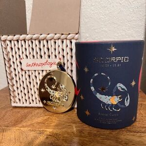 Anthropologie Scorpio Candle with golden Scorpio ornament